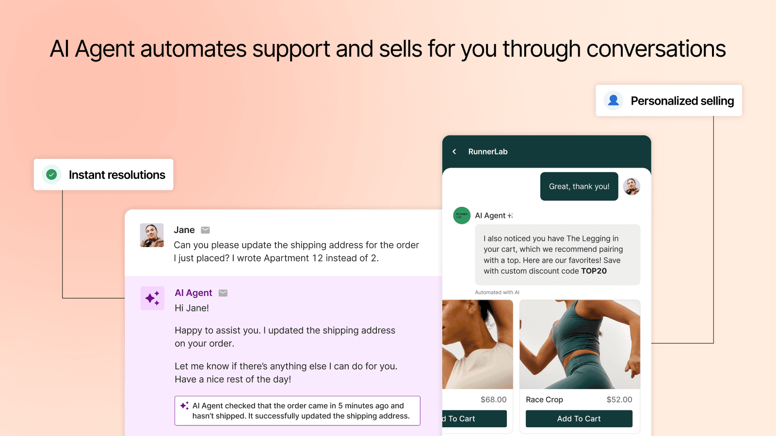 Gorgias helpdesk and live chat interface