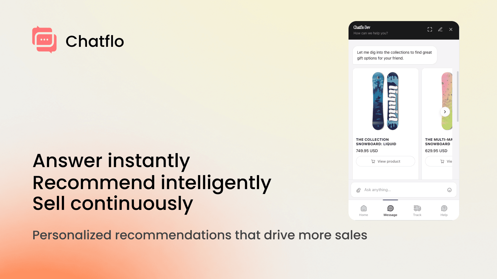 ChatFlo AI chat dashboard on Shopify